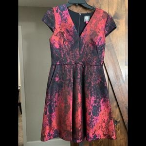 Vince Camuto Cap Sleeve V-Neck A-Line Dress